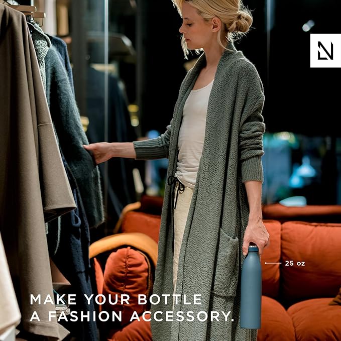 LARS NYSØM Stainless Steel Insulated Water Bottle 12oz 17oz 25oz 34oz 51oz | BPA-free Insulated Thermo Flask for Hot and Cold Beverages | Leakproof Drinking Bottle (Aqua Turquoise, 25oz)