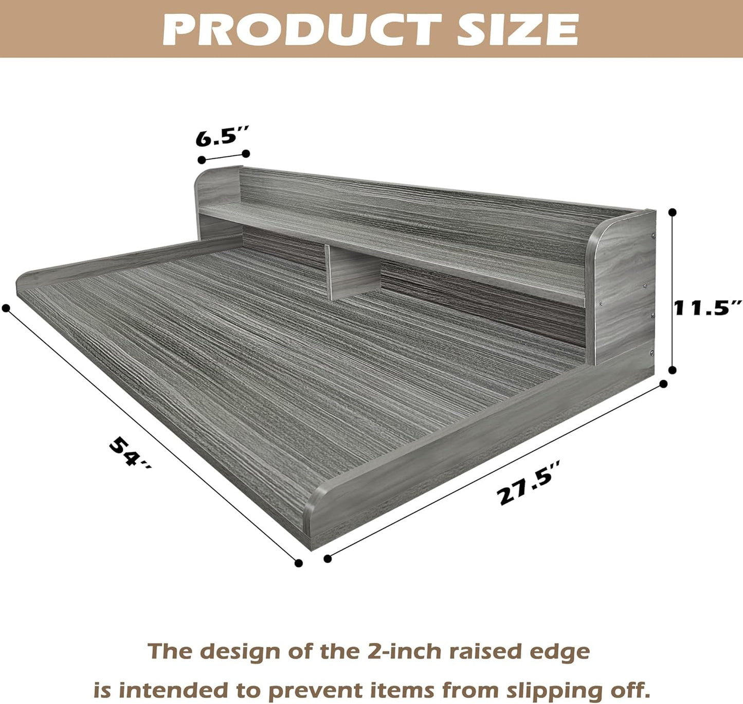 Royxen Laundry Countertop with 2-tier Shelf Universal Fit, Washer and Dryer Countertop with Storage Space, Shelf Height 11.5 Inches, Solid Wood, Eucalyptus