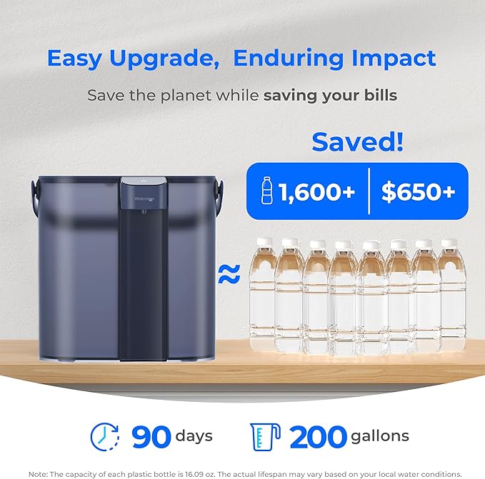 Waterdrop Compact Electric Water Filter Pitcher, Dispenser, 200-Gallon Water Filter for Fridge, NSF/ANSI 42&53&401, Reduce PFAS, Lead, Chlorine, 14-Cup, Blue, with 1 Filter, 𝐃𝐨𝐞𝐬 𝐧𝐨𝐭 Lower TDS