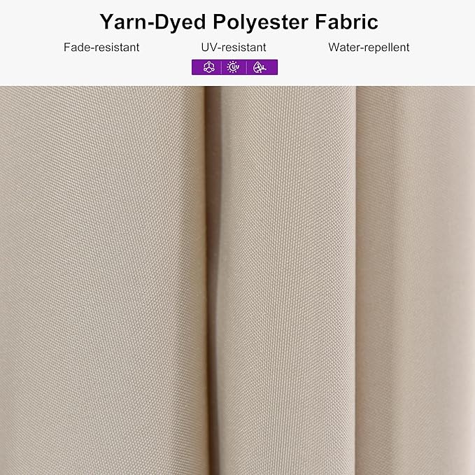 PURPLE LEAF 11 Feet Patio Umbrella Outdoor Table Umbrella Round Aluminum Market Umbrella with 8 Sturdy Ribs & Crank Commercial Outdoor Umbrellas for Garden Deck Patio, Beige