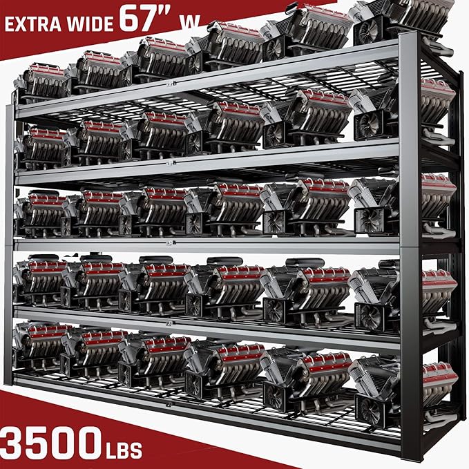 68" W Garage Shelving Heavy Duty, 5 Tier Garage Shelves, Adjustable Storage Shelving Unit, Commercial Metal Shelf for Warehouse, Pantry, School, Shop, 68" Wx20 Dx84 H, 2 Pack