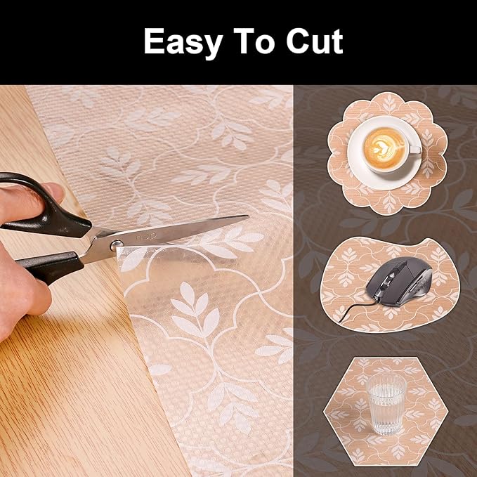 Cooyes Shelf Liner Drawer Liners, Shelf Liners for Kitchen Cabinets, Non Adhesive Cabinet Liner, EVA Waterproof Non-Slip Refrigerator Liners for Kitchen, Drawer (Transparent, 17.7 in x 6.6ft)