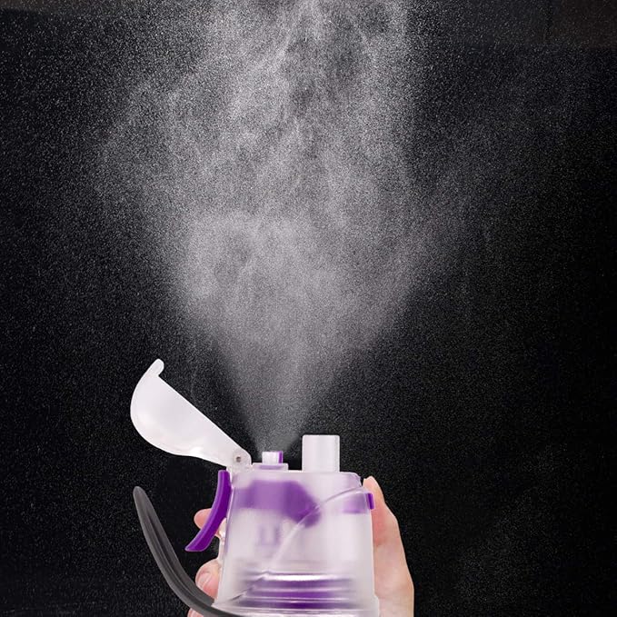Misting Water Bottle, Spray Mist Sports Bottle for Outdoor Sport Hydration and Cooling Down, BPA-Free Misting Water Bottle with Unique Mist Lock Design (Purple-14oz)