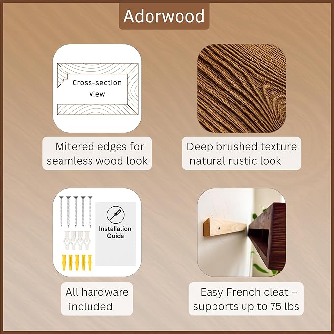 Handmade Fireplace Mantel Shelf 48", Extra Wide Rustic Wood Mantles for Over Fireplace, Wall Mounted Floating Mantel Shelves for Living Room Decor (Light Rustic, 48Lx6Hx8D)