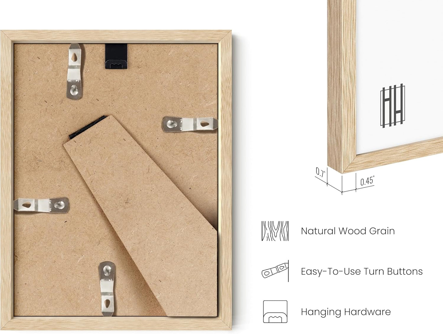 HAUS AND HUES 6x8 Natural Oak Wooden Picture Frame - Set of 15 6x8 Poster Frame - Premium Oak, Vertical Hang, Shatterproof Plexiglass - Ideal for Home, Room, Office (6x8-inch, Natural, Set of 15)