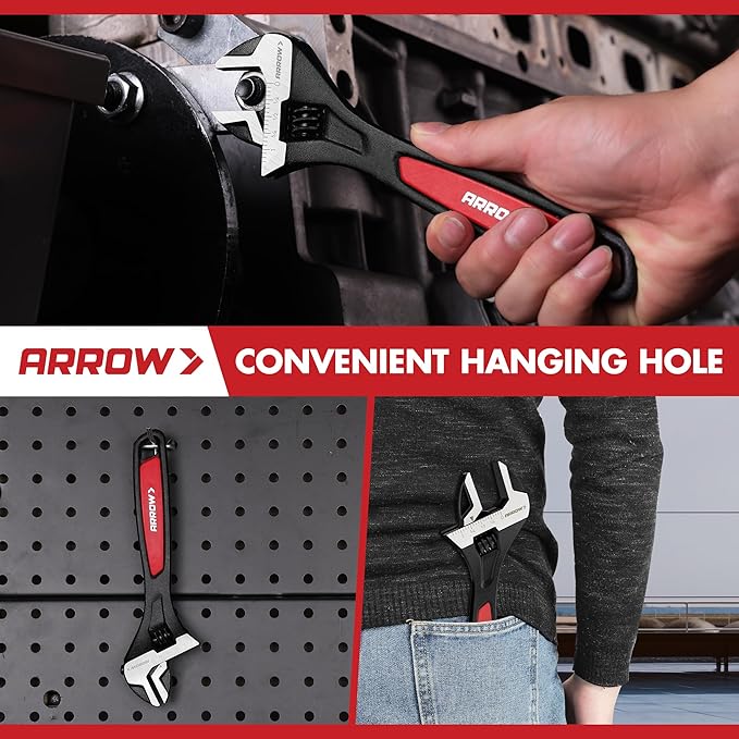 ARROW 3-Piece Pliers and Wrench Set, Includes 8 Inch Slip Joint, Groove Joint Pliers & Adjustable Wrench, Comfortable Ergonomic Anti-slip Handle for Basic Repairs