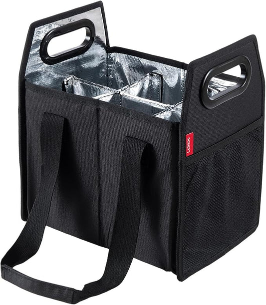 Bottle Wine Carrier Collapsible 6 Bottle Storage Box Reusable Portable Wine Bottle Carrier Case for Tote Bag Moving, Vacation Bottle Caddy Grocery Shopping Wine Tasting Accessory