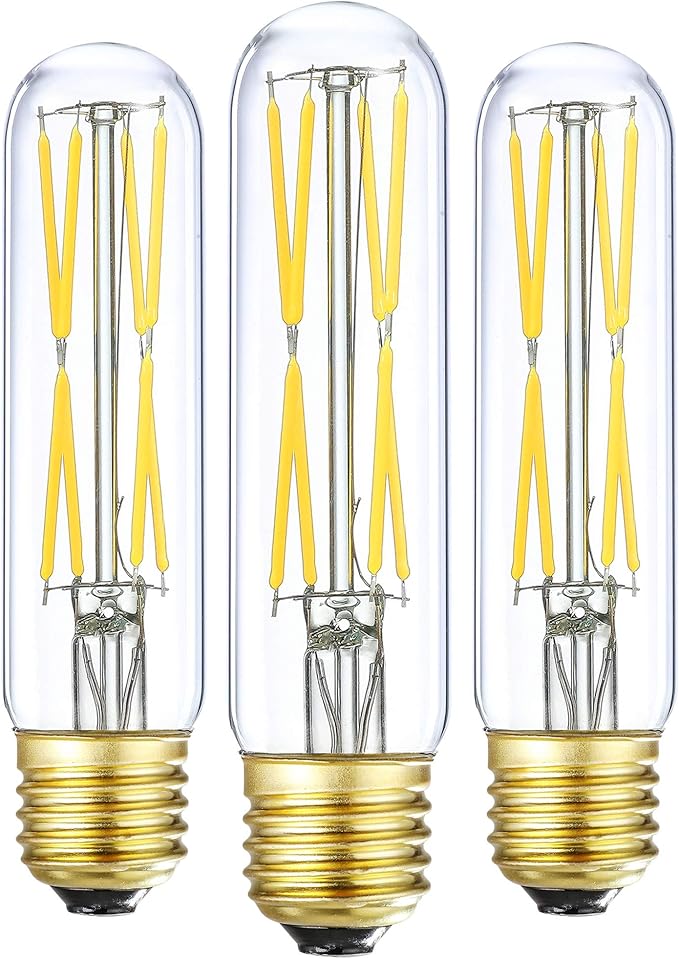 XININSUN T10 Led Bulb, 8W Dimmable Led Tubular Bulbs, 75-100 Watt Equivalent,4000K Daylight, 850lm, Clear Glass, E26 Base Lamp Bulb, for Cabinet Display Cabinet etc,No Flicker,3 Pack.