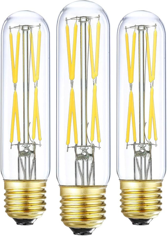 XININSUN T10 Led Bulb, 8W Dimmable Led Tubular Bulbs, 75-100 Watt Equivalent,4000K Daylight, 850lm, Clear Glass, E26 Base Lamp Bulb, for Cabinet Display Cabinet etc,No Flicker,3 Pack.