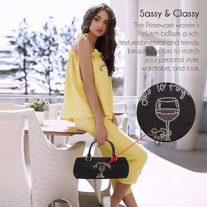 Wine Clutch Bag (Thermal Insulated) Trendy Women’s Carry Tote | Holds Red & White 750mL Bottles | Trendy Fashion | Incl. Portable Waiter-Style Corkscrew (Aged to Perfection)