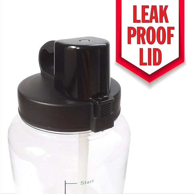 Hydration Bottle 64 oz (2 Liter) Daily Water Tracker - Time Marked to Ensure You Drink 64 Ounces of Water Throughout the Day. Make Sure You Stay Hydrated.