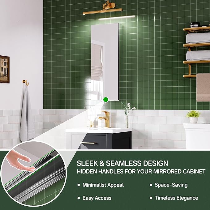 12’’×30’’ Medicine Cabinet with Mirror, Storage Cabinet for Bathroom, Adjustable Shelves, Recessed/Surface Mount, Soft-Close Blum Hinge,Left Swing