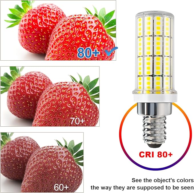 4 Pack E12 Led Bulb 200w Equivalent Chandelier Light Bulbs Bright E12 LEDs Candelabra Bulb 5000k Daylight White 2500lm Led Light Bulb for Chandeliers, Ceiling Fan, Pendant, Wall sconces