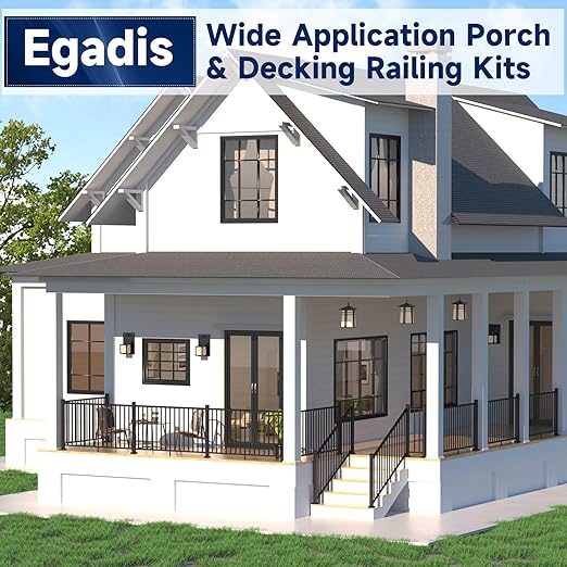 2.56 in. x 2.56 in. x 45 in. Porch and Deck Railing Post with Screws, Aluminum Railing Post, Black Textured Powder-Coat Finish Stair Post for Decks, Porches & Balconies (1x45in Post)