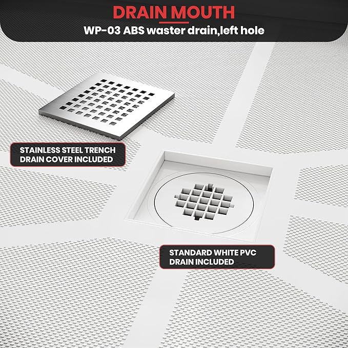 Shower Base 48"×36"×4", Single Threshold Shower Tray with Center Drain, Rectangle SMC Shower Pan, White Slip Resistant Textured Surface Shower Base for Bathroom