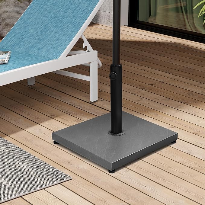 Patio Umbrella Base, 40lbs Outdoor Heavy Duty Square Concrete Stand Market Umbrella, Grey