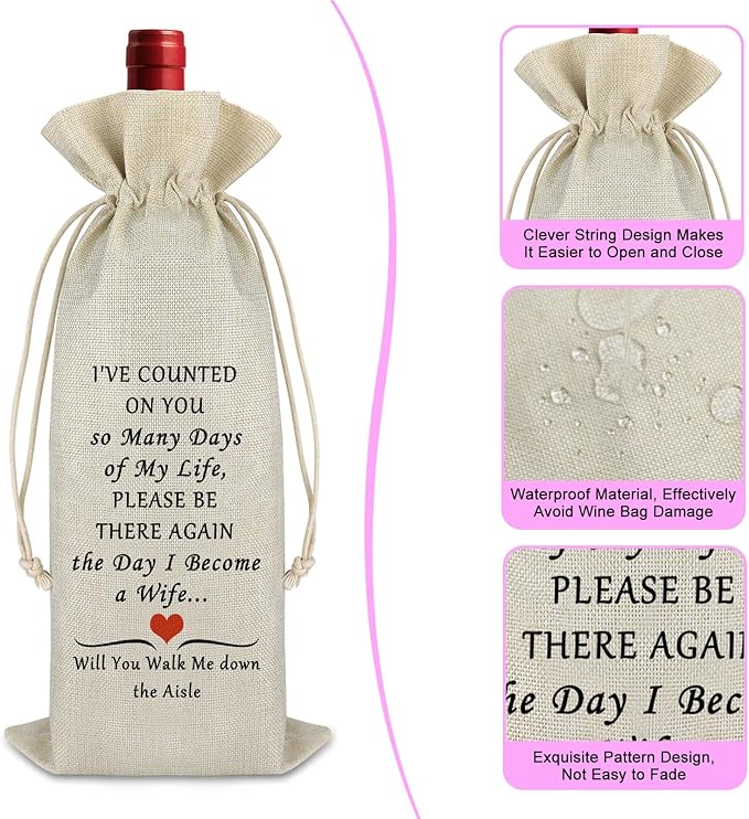 Gfhzdmf Best Man Gift Appreciation Gift for Groomsman from Groom Proposal Wine Bag Wedding Engagement Gift Groomsman Gift Wedding Day Gift for Best Man Brother Boys Reusable Wine Burlap Bag