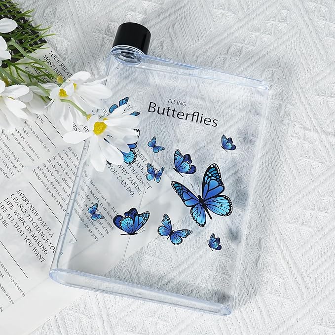 Flat Water Bottle For Travel,14oz Slim Water Bottle,Transparent Slim Water Bottle 420ml-BPA Free&Portable-Square Water Bottle Flat for Sports,Fitness,Camping,Hiking