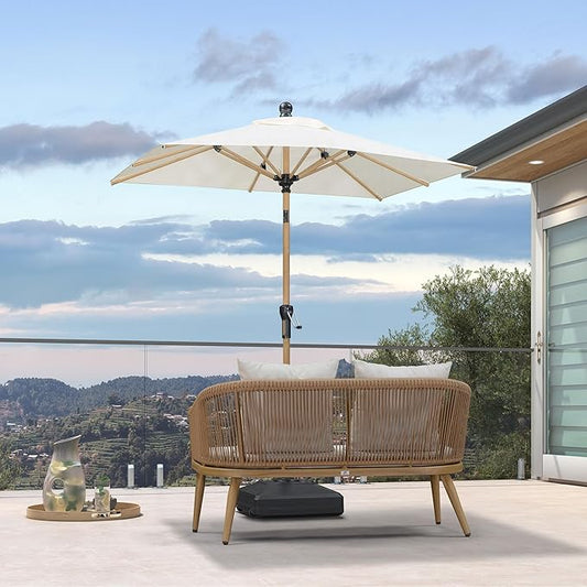 PURPLE LEAF 4' x 6' Market Umbrella Patio Umbrella Outdoor Table Umbrella Aluminum with Push Button Tilt & 8 Sturdy Ribs and Crank Rectangular Outdoor Umbrellas for Pool Backyard Beach, Cream