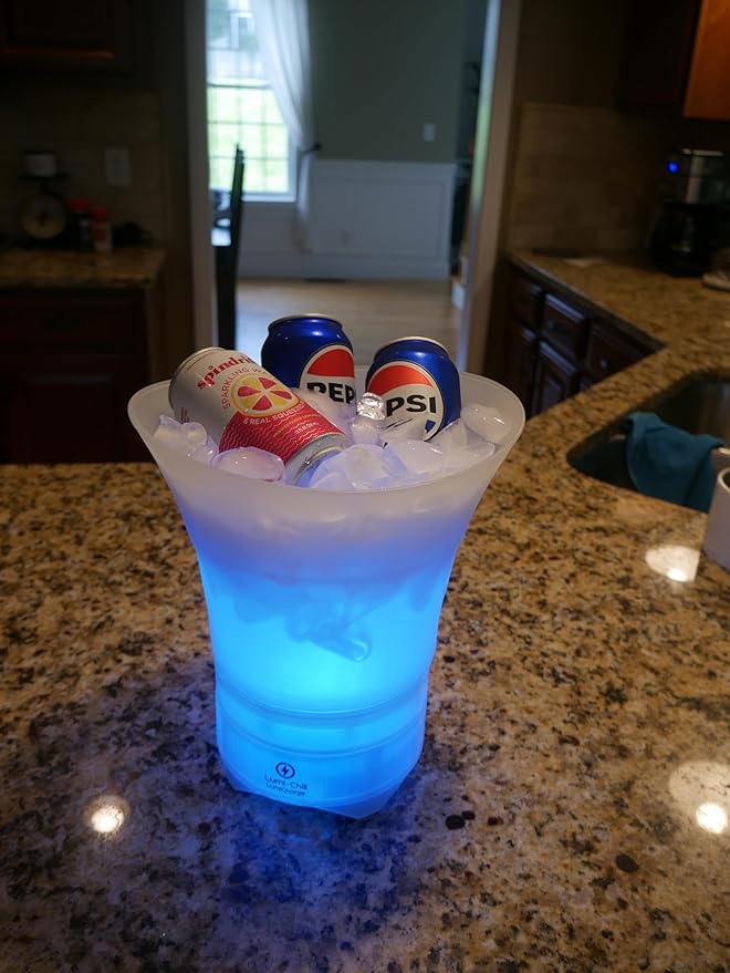 LUMl-Chill Portable Collapsible Ice Bucket for Wine, Soda, Drinks with Built in Wireless Bluetooth Speaker - Party LED lights