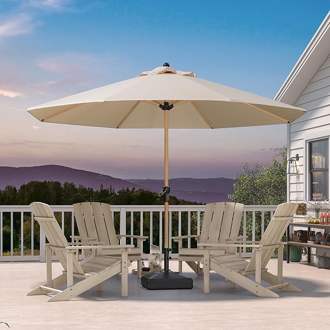 PURPLE LEAF 11 Feet Patio Umbrella Outdoor Table Umbrella Round Aluminum Market Umbrella with 8 Sturdy Ribs & Crank Commercial Outdoor Umbrellas for Garden Deck Patio, Beige