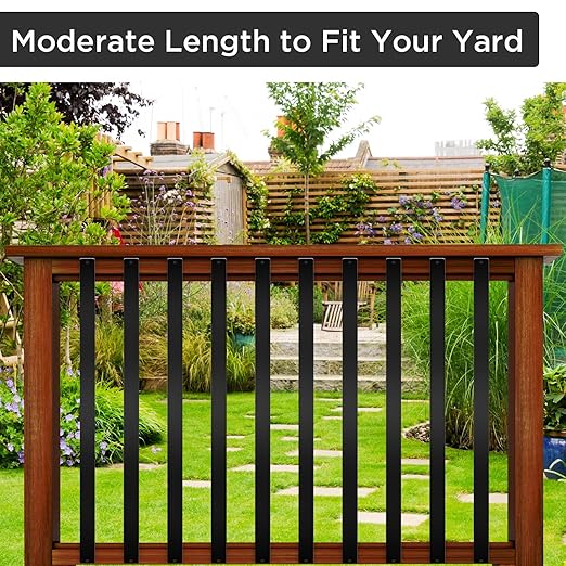 76 Pack 29.5" Black Aluminum Deck Balusters, Hollow Rectangle Metal Deck Spindles for Stair Railing, Porch Fencing, Includes Screws & Connectors for Wood/Composite Deck Railing