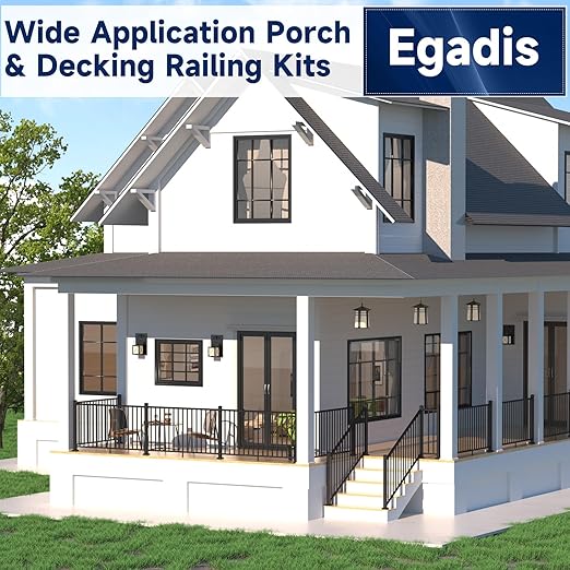 2.56 in. x 2.56 in. x 48.5 in. Porch and Deck Railing Post with Screws, Aluminum Railing Post, Black Textured Powder-Coat Finish Stair Post for Decks, Porches & Balconies (1x48.5in Post)