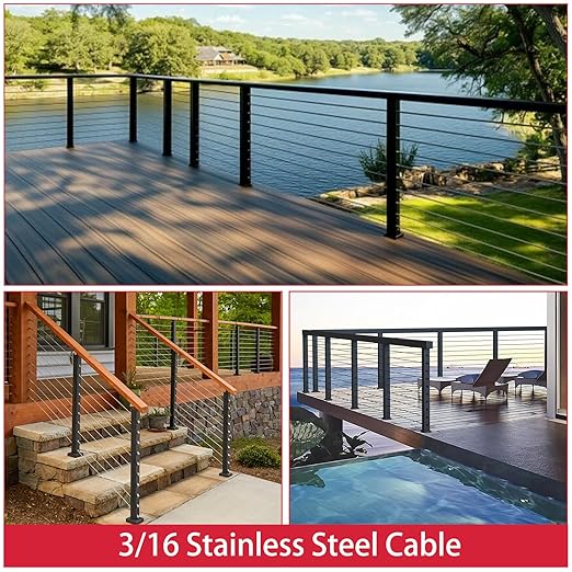 500FT 3/16 Stainless Steel Cable for Deck Railings System 7 x 19 Strand Construction Aircraft Cable for Rail Deck and DIY Balustrade
