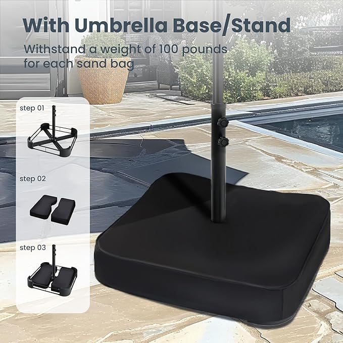 PHI VILLA 15ft Large Patio Umbrellas with 36 LED Solar Lights, Double-Sided Outdoor Market Rectangle Umbrellas, Base (Stand) Included, Dark Red