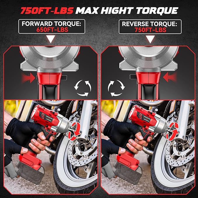 Cordless Impact Wrench 1/2 inch Compatible with Milwaukee 18v Battery, 750FT-LBS(1000N.m) Brushless Impact Driver, Portable Electric Impact Gun with LED Work Light, Variable Speeds, 4-Speed Control.