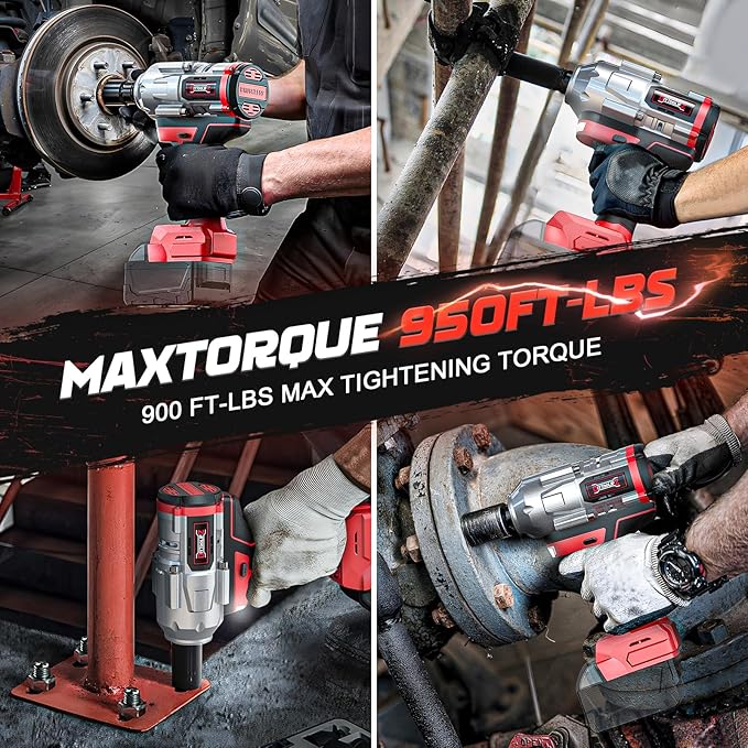 Cordless Impact Wrench 1/2 inch for Milwaukee 18V Battery, 900FT-LBS(1200N.m) Brushless Electric Impact Gun for Car Home, High Torque Power Impact Driver with 6Pcs Sockets & Storage Case (No Battery)
