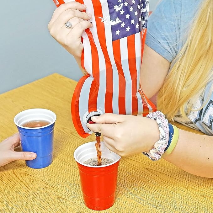 Fairly Odd Novelties American Flag Wine Dispenser Bag Fun Patriotic Drink Holder-Perfect for 4th of July, One Size, Multicolored