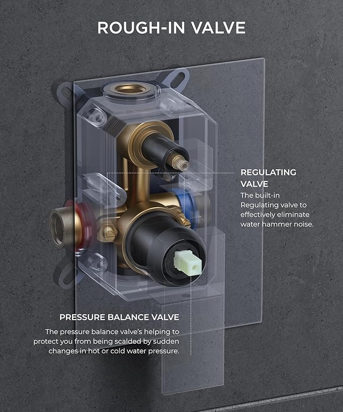 FORIOUS Rain Shower Head System, 10 Inch Shower Faucet Set with with handheld combo, Solid Brass Pressure Balanced Valve and Trim Kit Fixtures, Wall Mounted, Brushed Nickel (Stainless Steel, 10 inch)