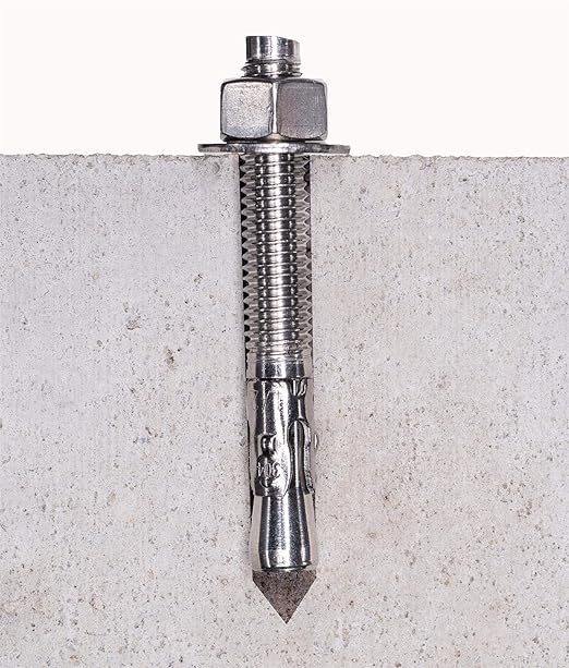 Bolt Dropper Stainless Steel Wedge Anchors - 3/8" x 3" Corrosion Resistant Concrete Fasteners - Commercial Grade Anchor Bolt, Nuts, and Washers Included - Pack of 10