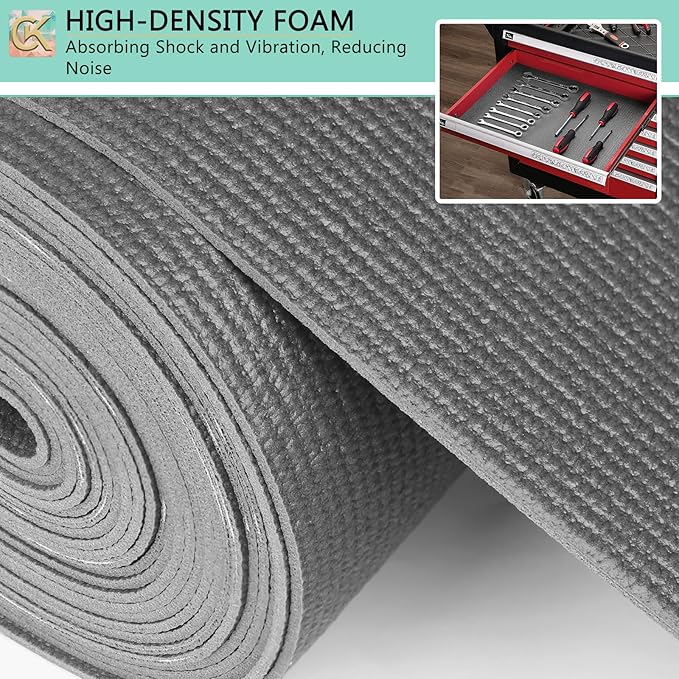 Foam Toolbox Liner Shelf Liner, Thickened Durable Pad Tool Box Mat for Protecting Your Tools, Work Surfaces, Garage, Chest -Gray 3mm Thickness, 18 inch*24 ft