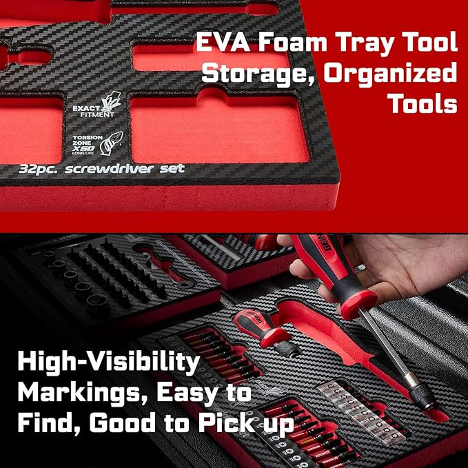 Changeable Head Manual Screwdriver Set Include 2Pcs Quick Change Screwdriver and 30Pcs Impact S2 Screwdriver Bits, Bit Extension Holder, Nut driver, Socket Adapter