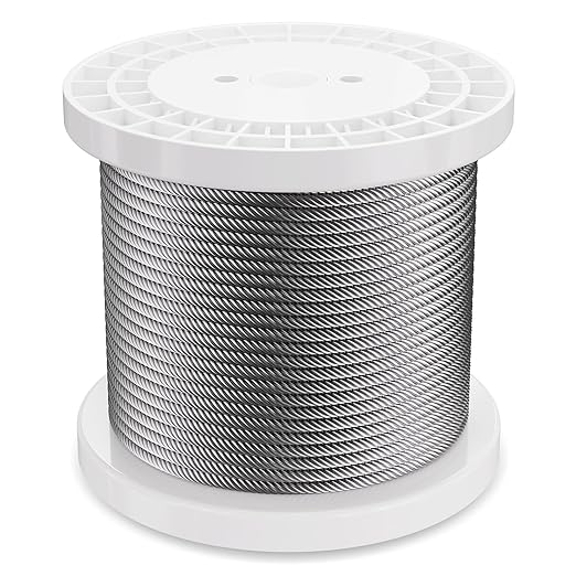 VEVOR Wire Rope, 1/4" 250 ft Zinc Galvanized Carbon Steel Cable with Gloves, 7000 lbs Breaking Strength, 7 x 19 Strands Construction Marine Aircraft Grade for Handrail Stair Decking Fence Outdoors