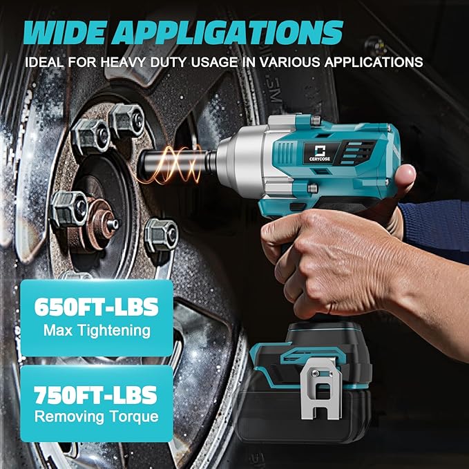 Cordless Impact Wrench 1/2 inch for Makita 18v Battery – Brushless High Torque Impact Driver Gun with 750Ft-lbs Torque, LED Work Light, Ergonomic Design for Heavy-Duty Performance(no battery)