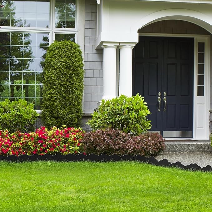 Landscape Edging Border 4 in Tall 100FT No Dig Garden Edging Borders with 150pcs Spikes Plastic Lawn Edging for Yard, Pathway and Flower Beds Fence,Black