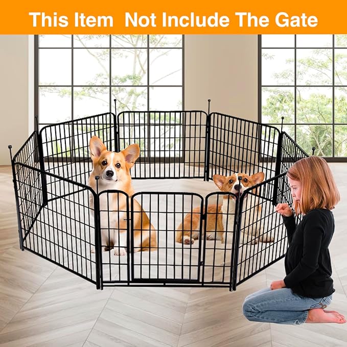 Doorless Garden Fences and Borders for Dogs, 36in(H) 14 Panels Total 31 Ft(L), Black Metal Decorative Garden Fencing, Flower Bed Fencing, Dog Digging Fence Barrier, Rabbit Fence for Flowers