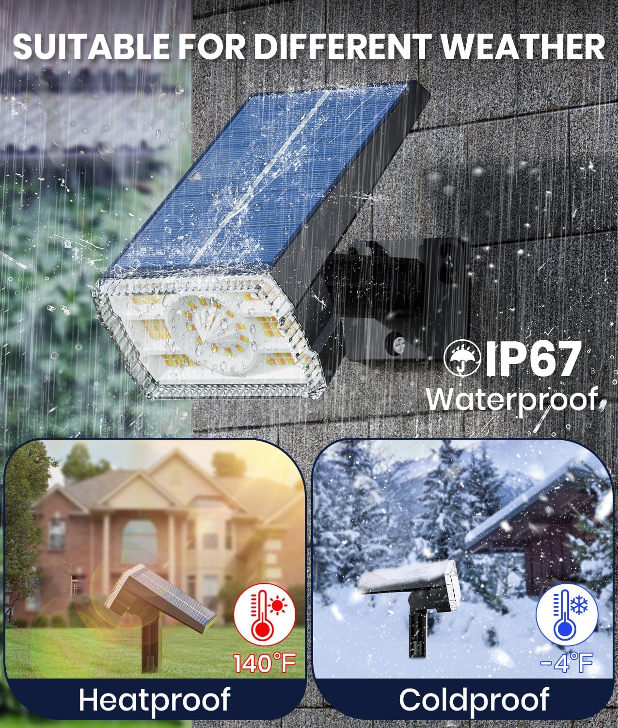 Solar Spotlights Outdoor Waterproof IP67,4 Pack Adjustable Wall&Ground Solar Lights Powered with 3 Colors, 3 Modes, Dusk to Dawn for Pathway/Garden/Yard/Patio/Driveway/Landscape Lighting Outside Decor