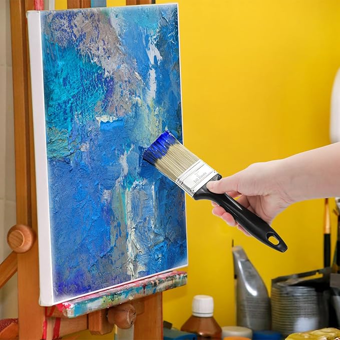 9 Pack Paint Brushes for Wall, 2'' 3'' 4'' Latex Oil Paints Flat Brush with Treated Plastic Handle Thick Soft Bristles, Chip Wood Stain Brush Tool for DIY Paint,Fence,Deck, Wall Trim