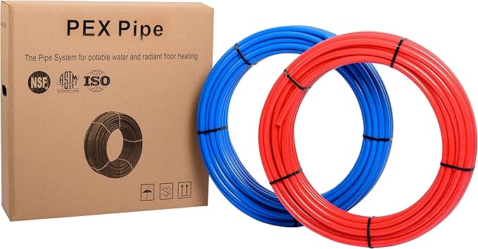 EFIELD 1/2 inch 2x75 ft Pex-b Pipe/Tool Kit- Pex-b Pipe/Tubing Blue & Red 150ft, Crimping Tool, Pipe Cutter, 30 Pieces Stainless Steel Clamps,(AB-2-75-KIT)