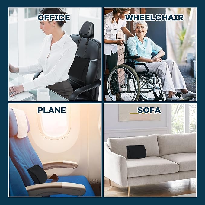 ROYALAY Lumbar Support Pillow for Car Seat Driver, Car Seat Cushions with Adjustable Straps for Driving Back Pain, Ergonomic Back Cushion with Removable Cover for Car, Computer, Gaming Chair, Recliner