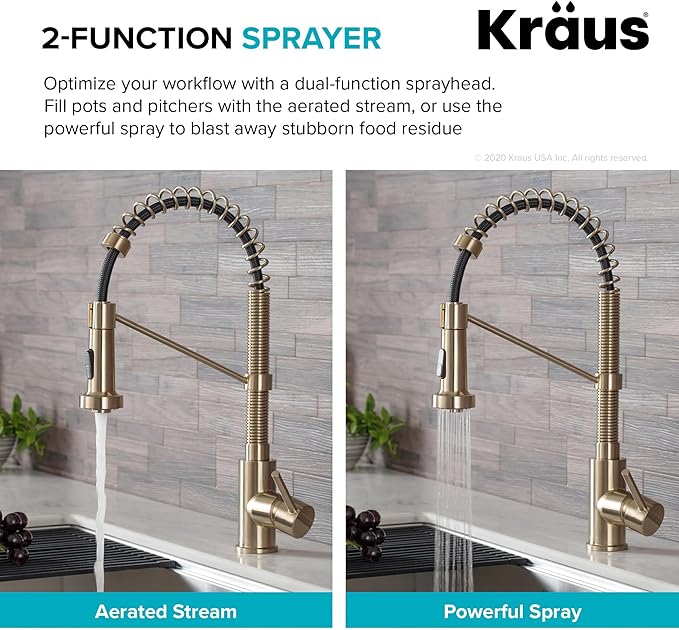Kraus KPF-1610-KSD-53SFACB Bolden 18-Inch Commercial Kitchen Faucet with Soap Dispenser, Spot Free Antique Champagne Bronze