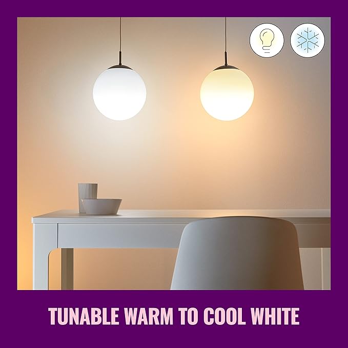 WiZ Connected Clear 60W A19 Tunable White Filament LED Smart Bulb - Pack of 6 - E26 - Indoor - Wi-Fi - Voice/App Control + Motion Activation - Matter Compatible