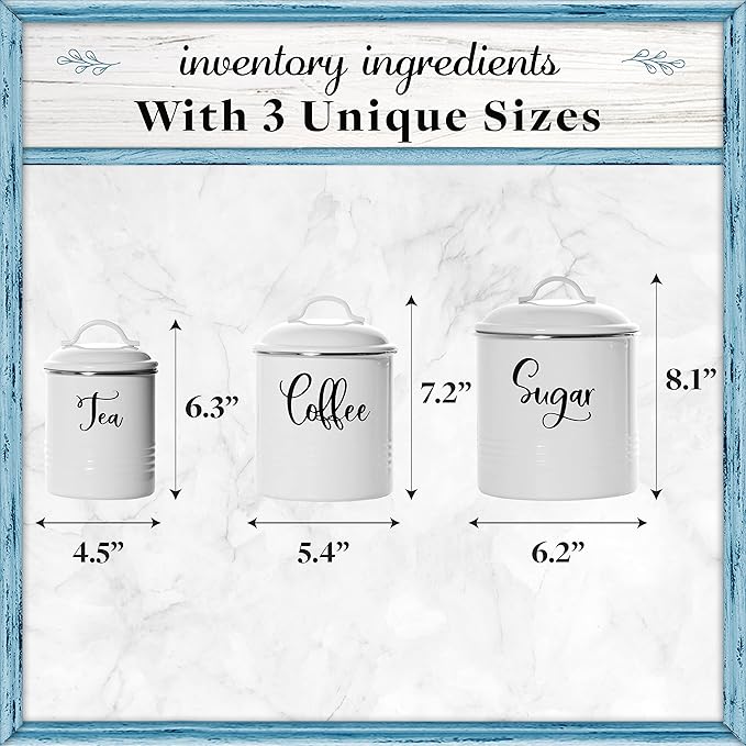 Home Acre Designs Food Storage Containers Set with Lids, Farmhouse Home Kitchen Decor Rustic Vintage Canisters