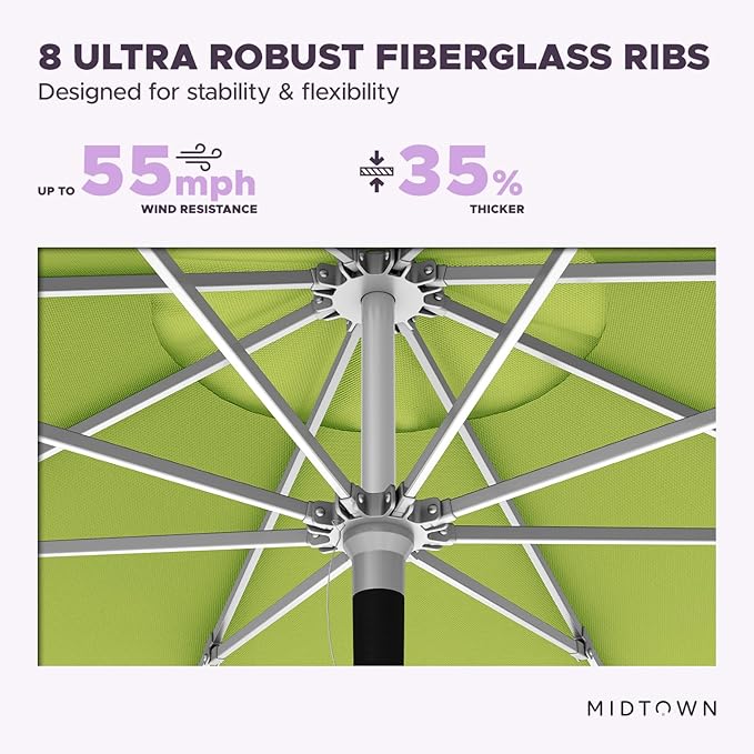 Midtown Umbrellas Push Pop Sunbrella Umbrella 9 Feet Outdoor Umbrella in Macaw Acrylic - Patio Umbrella, Backyard Umbrella, Garden Umbrella, Picnic Table Umbrella & Pool Umbrella - Black Pole