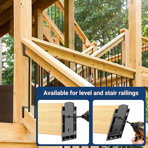 30 PCS Aluminium Deck Railing Brackets Connectors for 2x4 Inch (Actual Size 1.5”x3.5”) Wood Post to Handrail Connection with 180 PCS Screws for Wooden Fence Stair Railings, Rust-Free