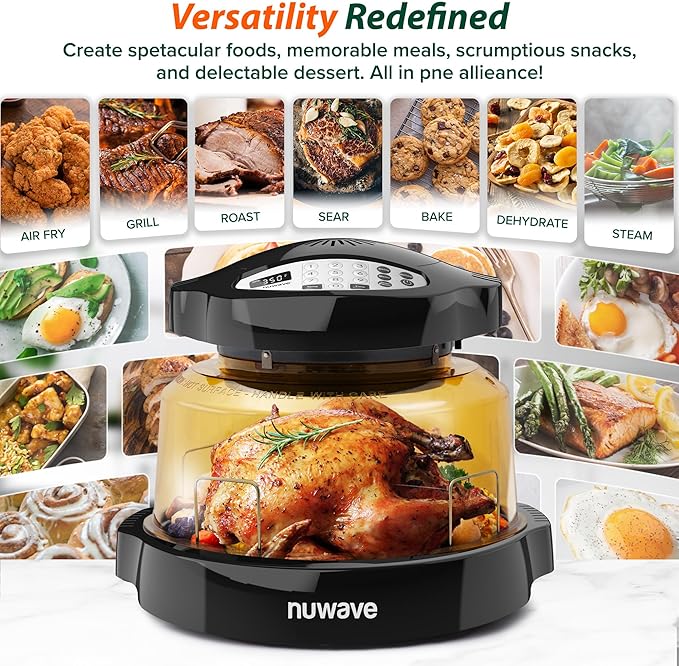Nuwave Pro Plus 2 Infra-Red Oven, Countertop, Convection, Cook Fresh or Frozen, No Defrosting or Preheating, Cook Healthy, 360 Surround Heat, Adjustable Temps, 100 Presets, 50 Memory, Tough Power Dome